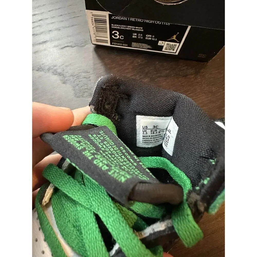 Toddlers Air Jordan RETRO 1 HIGH OG 'LUCKY GREEN' Size 3C